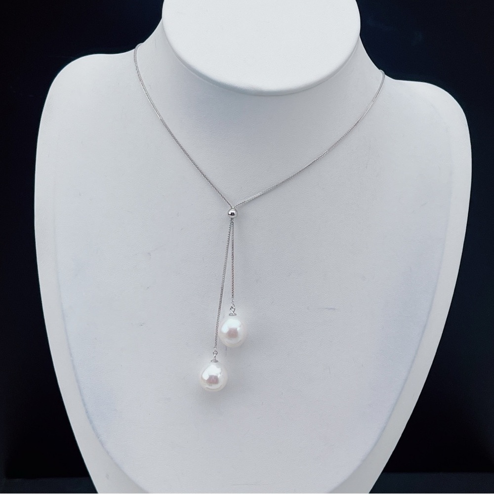 N196 S925 High Quality Freshwater Edison Baroque Pearl Adjustable Necklace - Picture 8 of 9